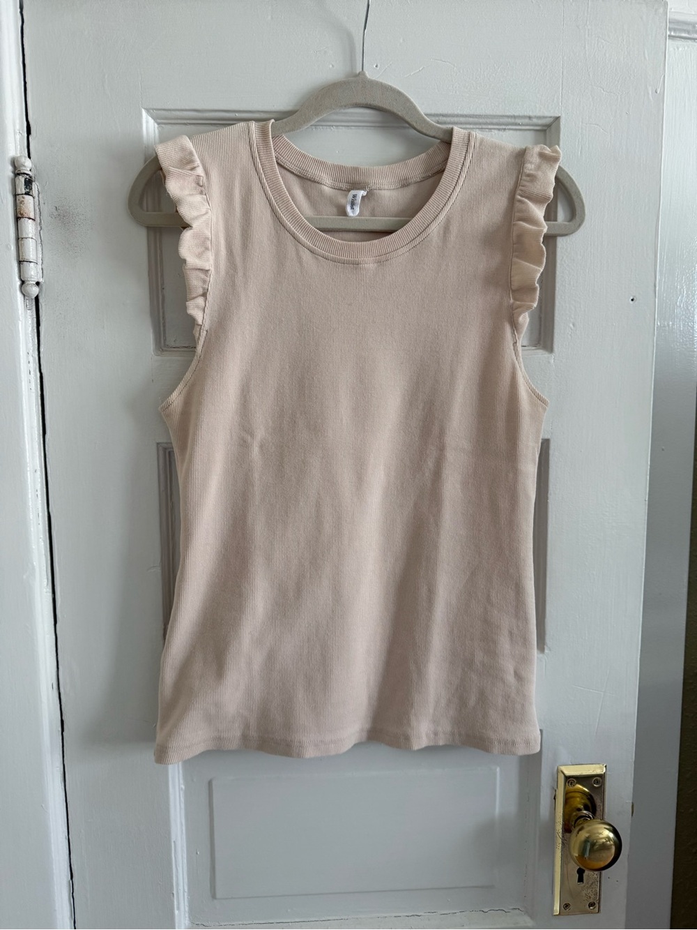 Wishlist Ruffle Sleeve Tank Top in Light Beige